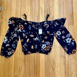 rue 21 crop top blue foral